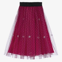 Girls Pink Glittery Tulle & Silk Skirt