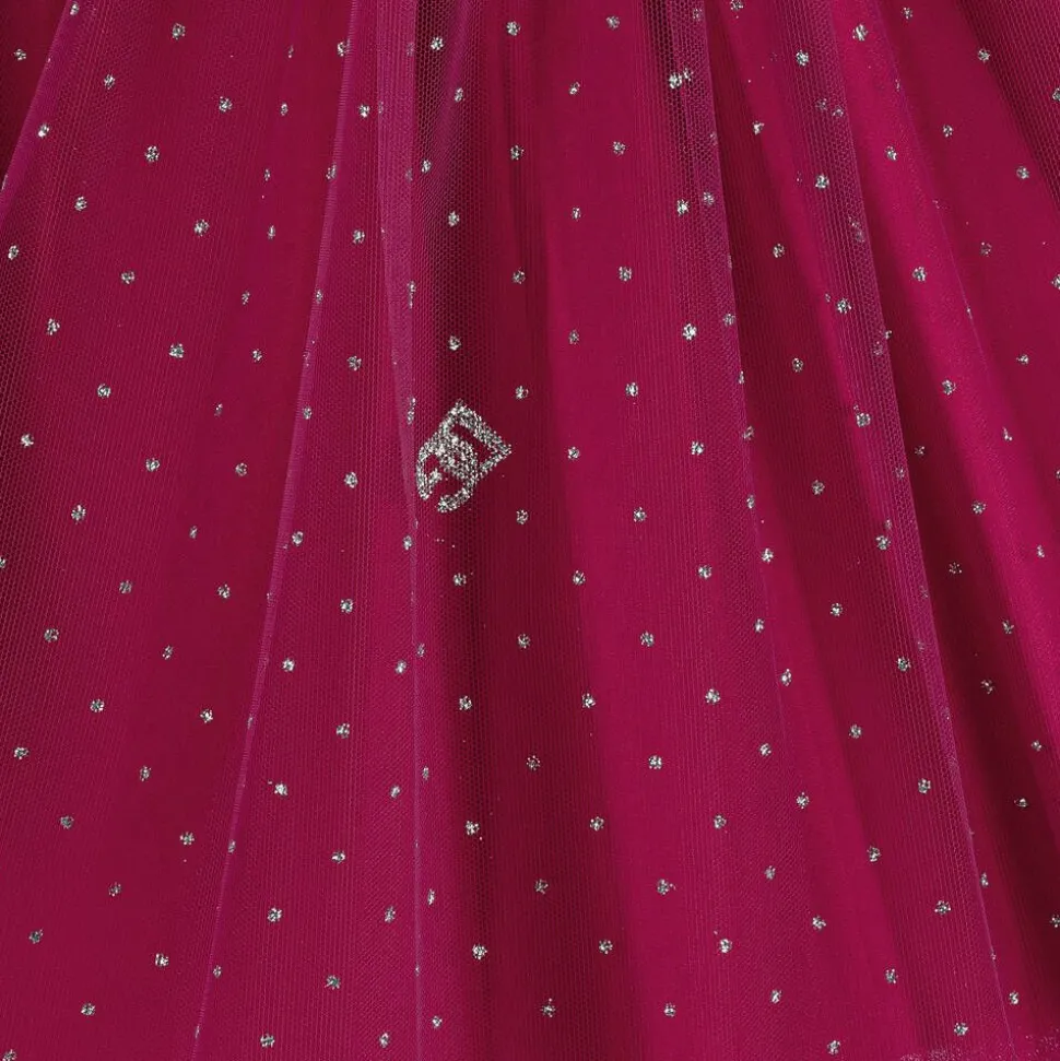 Girls Pink Glittery Tulle & Silk Skirt