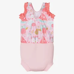 Girls Pink Happy Nappy Swimsuit (UPF50+)