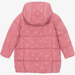 Girls Pink Heart Puffer Coat