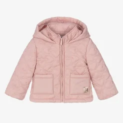 Girls Pink Hearts Quilted Jacket
