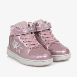 Girls Pink High Top Heart Trainers