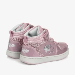 Girls Pink High Top Heart Trainers