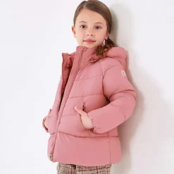 Girls Pink Hooded Puffer Coat