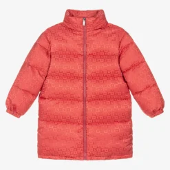 Girls Pink Hooded Puffer Coat