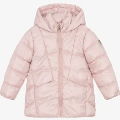 Girls Pink Hooded Puffer Coat