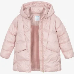 Girls Pink Hooded Puffer Coat