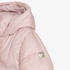 Girls Pink Hooded Puffer Coat