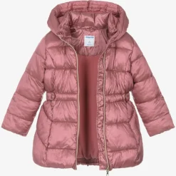 Girls Pink Hooded Puffer Coat