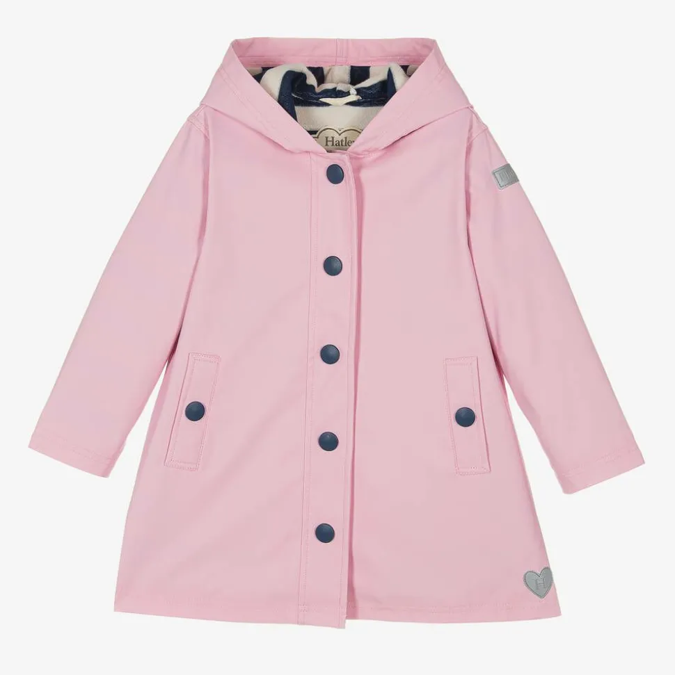 Girls Pink Hooded Raincoat