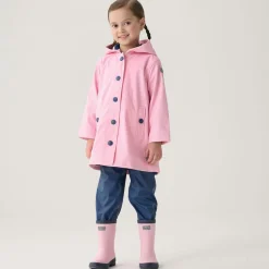 Girls Pink Hooded Raincoat
