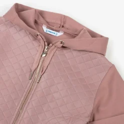 Girls Pink Hooded Zip-Up Top