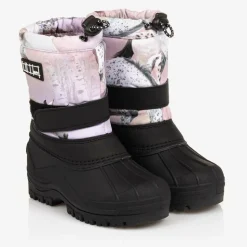 Girls Pink Horses Snow Boots