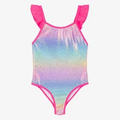 Girls Pink Iridescent Swimsuit