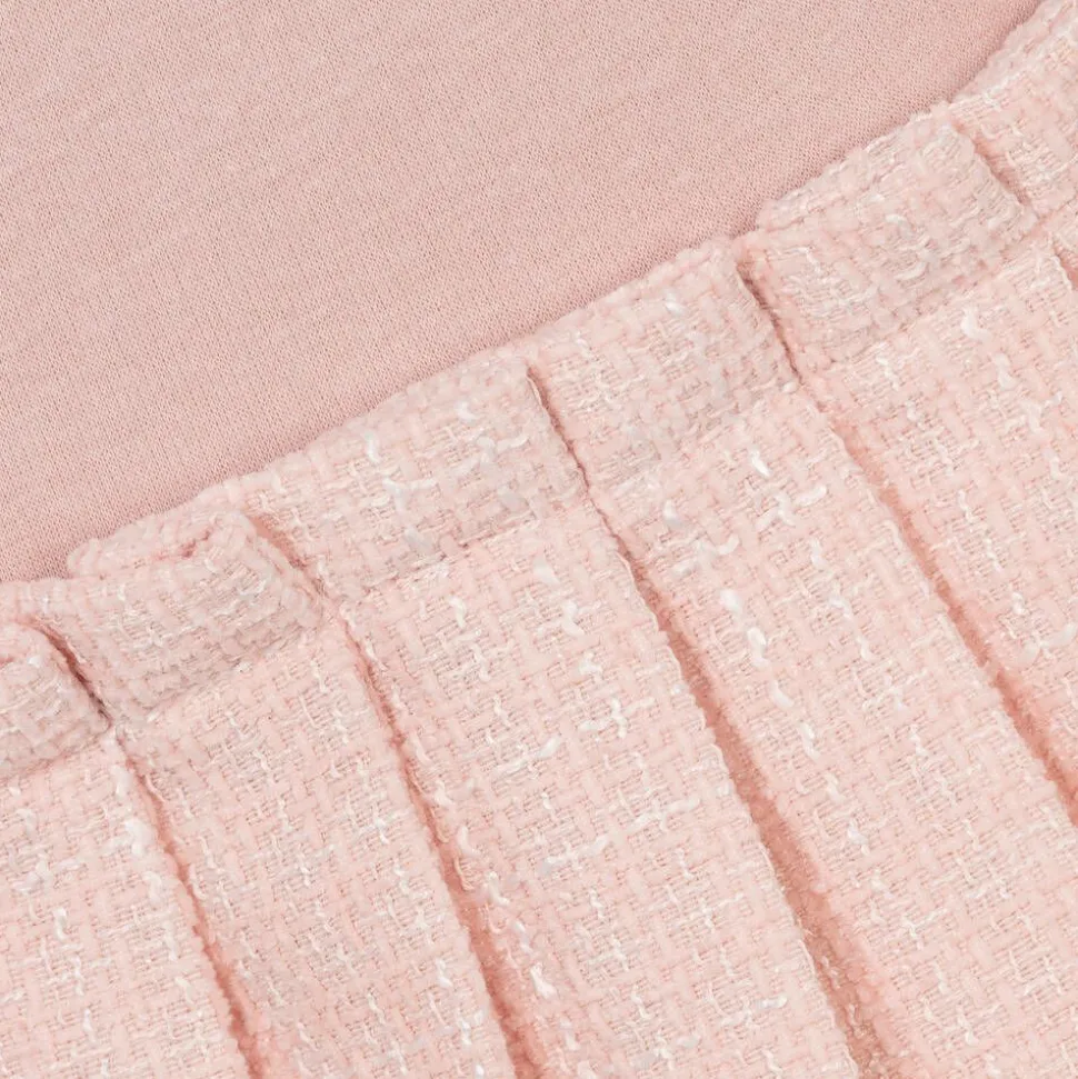 Girls Pink Jersey & Tweed Dress