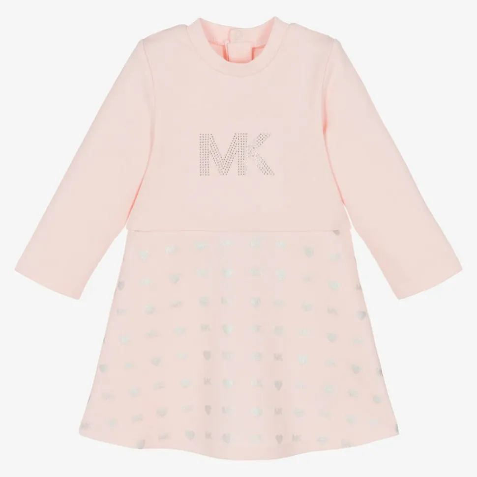 Girls Pink Jersey Monogram Dress