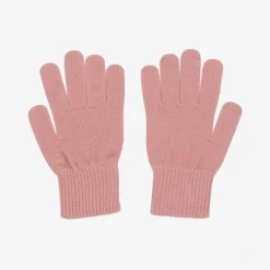Girls Pink Knitted Bow Gloves