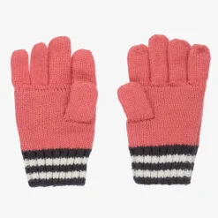 Girls Pink Knitted Heart Gloves