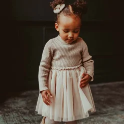 Girls Pink Knitted Tulle Dress