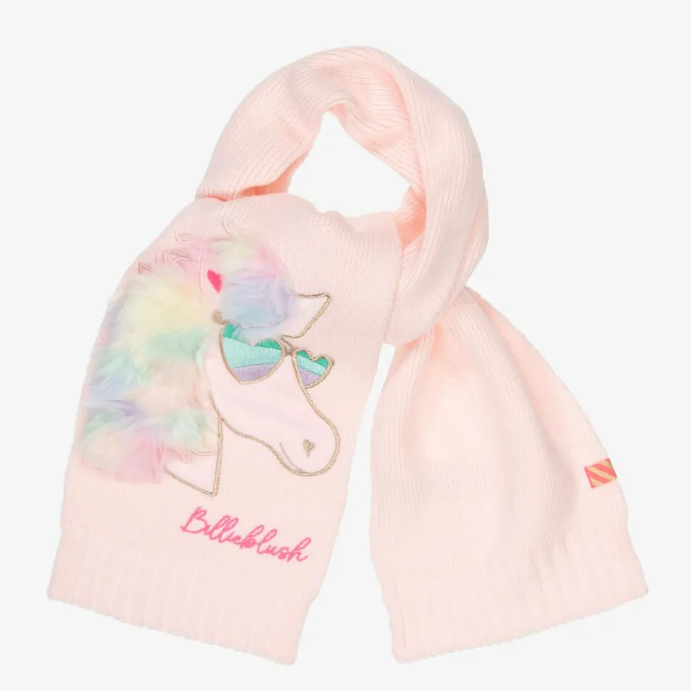 Girls Pink Knitted Unicorn Scarf