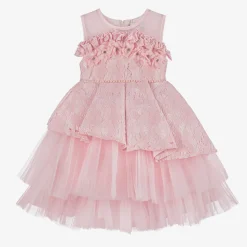 Girls Pink Lace & Tulle Dress