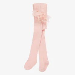Girls Pink Lace Frill Tights