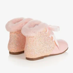 Girls Pink Leather Boots