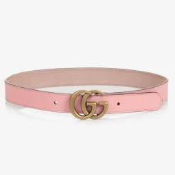 Girls Pink Leather GG Belt