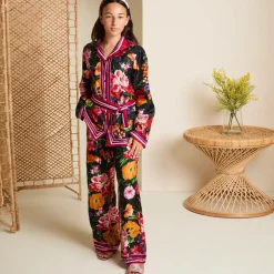 Girls Pink Leather Rhinestones Sliders