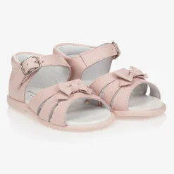 Girls Pink Leather Sandals