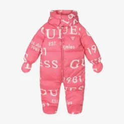 Girls Pink Logo Print Snowsuit