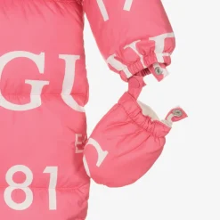 Girls Pink Logo Print Snowsuit