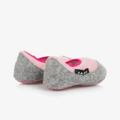 Girls Pink Merino Wool Slippers