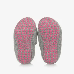 Girls Pink Merino Wool Slippers