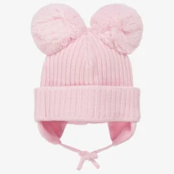 Girls Pink Minnie Double Pom-Pom Hat