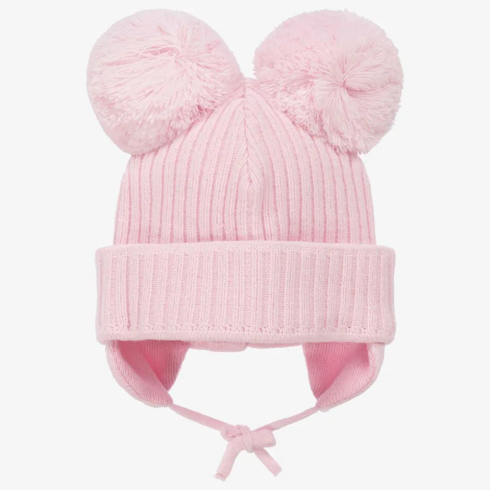 Girls Pink Minnie Double Pom-Pom Hat