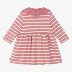 Girls Pink Organic Cotton Striped Dress