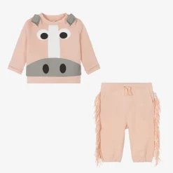 Girls Pink Organic Cotton Horse Tracksuit