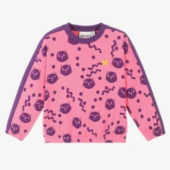Girls Pink Organic Cotton Cats Sweatshirt