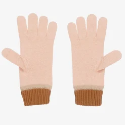 Girls Pink Organic Cotton Knit Gloves