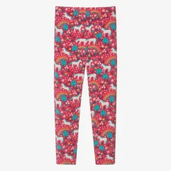 Girls Pink Organic Cotton Horse Leggings