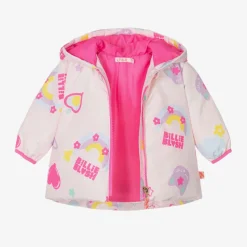 Girls Pink Padded Rainbow Cat Jacket