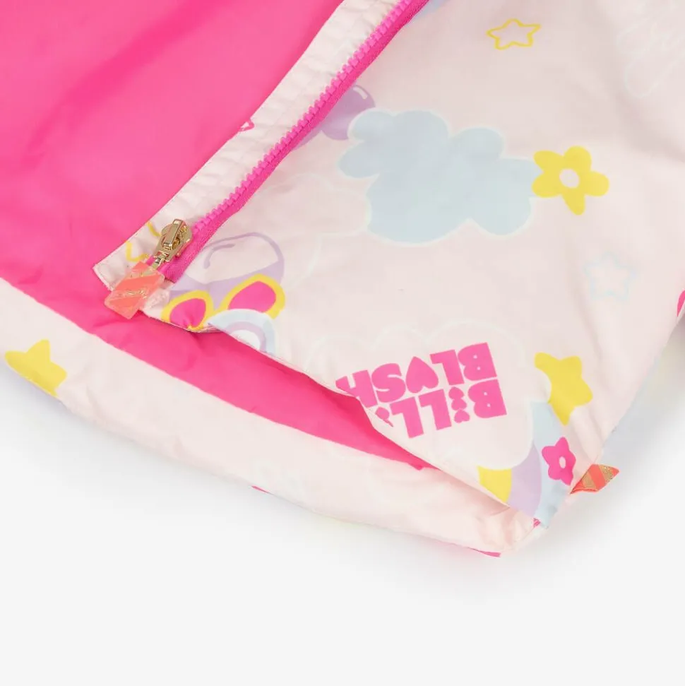 Girls Pink Padded Rainbow Cat Jacket
