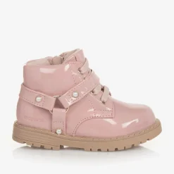 Girls Pink Patent Faux Leather Boots