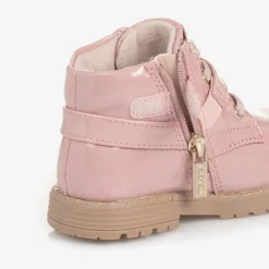Girls Pink Patent Faux Leather Boots