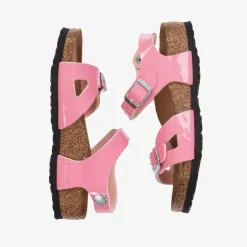 Girls Pink Patent Faux Leather Sandals