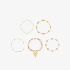 Girls Pink Pearl Bracelets (5 Pack)