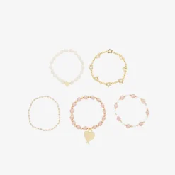 Girls Pink Pearl Bracelets (5 Pack)