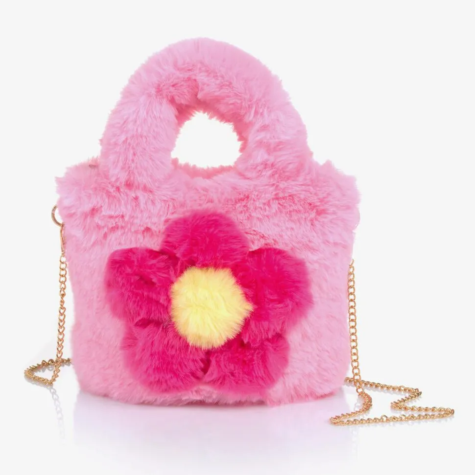 Girls Pink Plush Handbag (21cm)