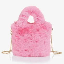 Girls Pink Plush Handbag (21cm)
